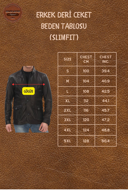 Men's Genuine Lambskin Coat Slim Fit Black Biker Jacket Zipper Stand Collar Leather Outerwear