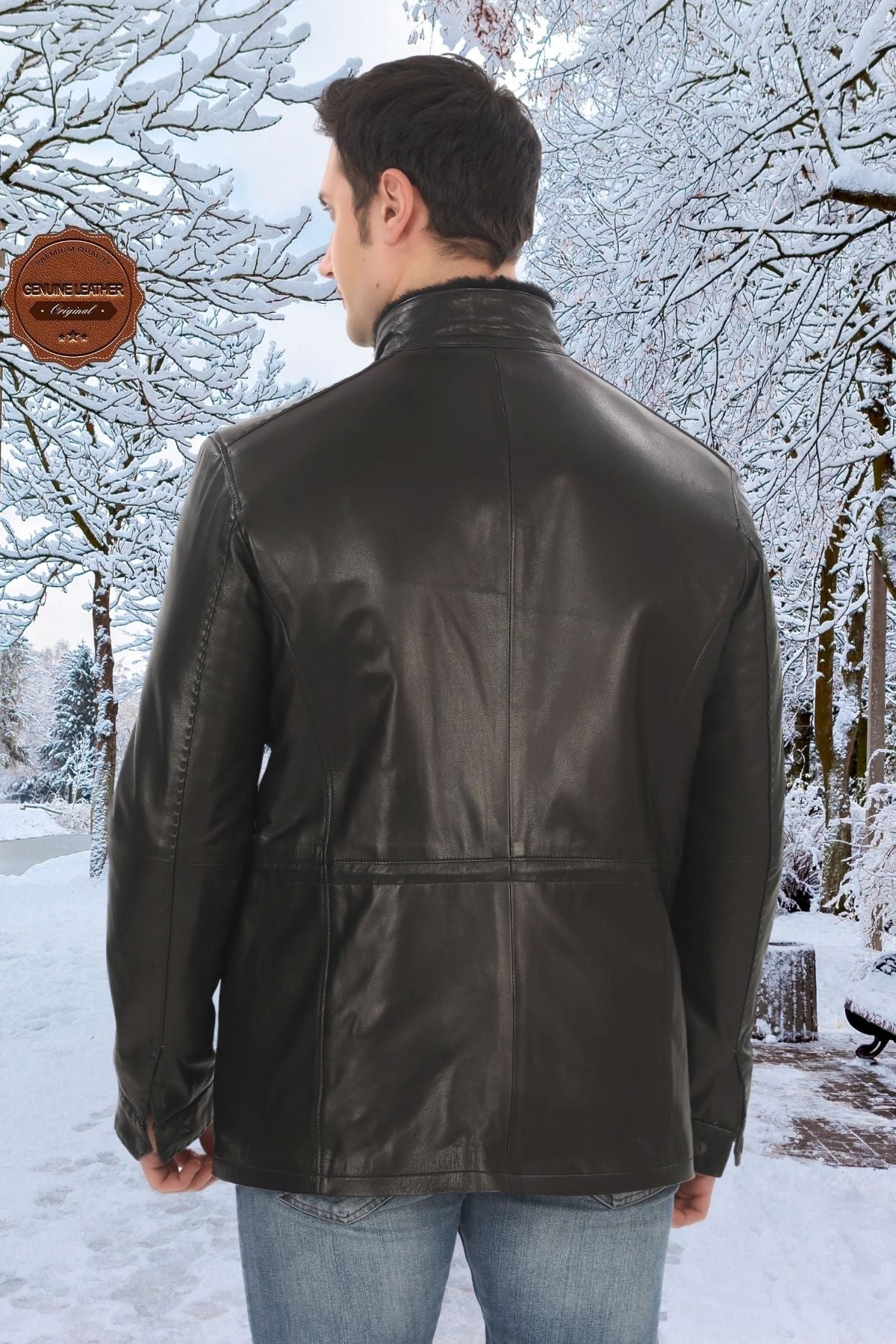 Men's Genuine Lambskin Winter Coat Furry Black Leather Jacket Stylish Design Suitable for Cold Weather