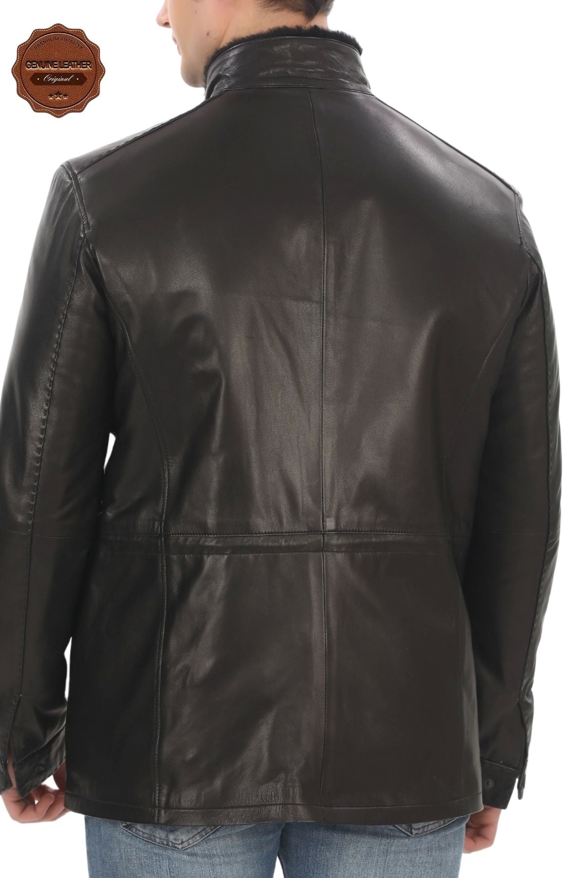 Men's Genuine Lambskin Winter Coat Furry Black Leather Jacket Stylish Design Suitable for Cold Weather