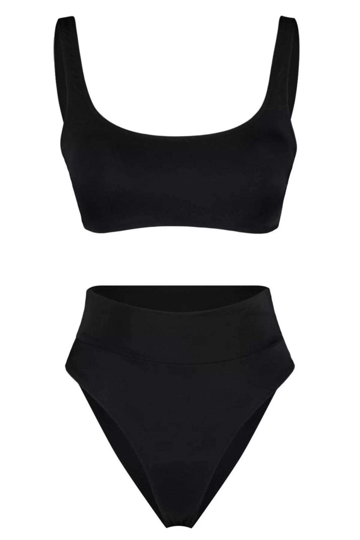 New Textured Bralette High Waist Slip Black Bralet High Waist High Leg Regular Bikini Set