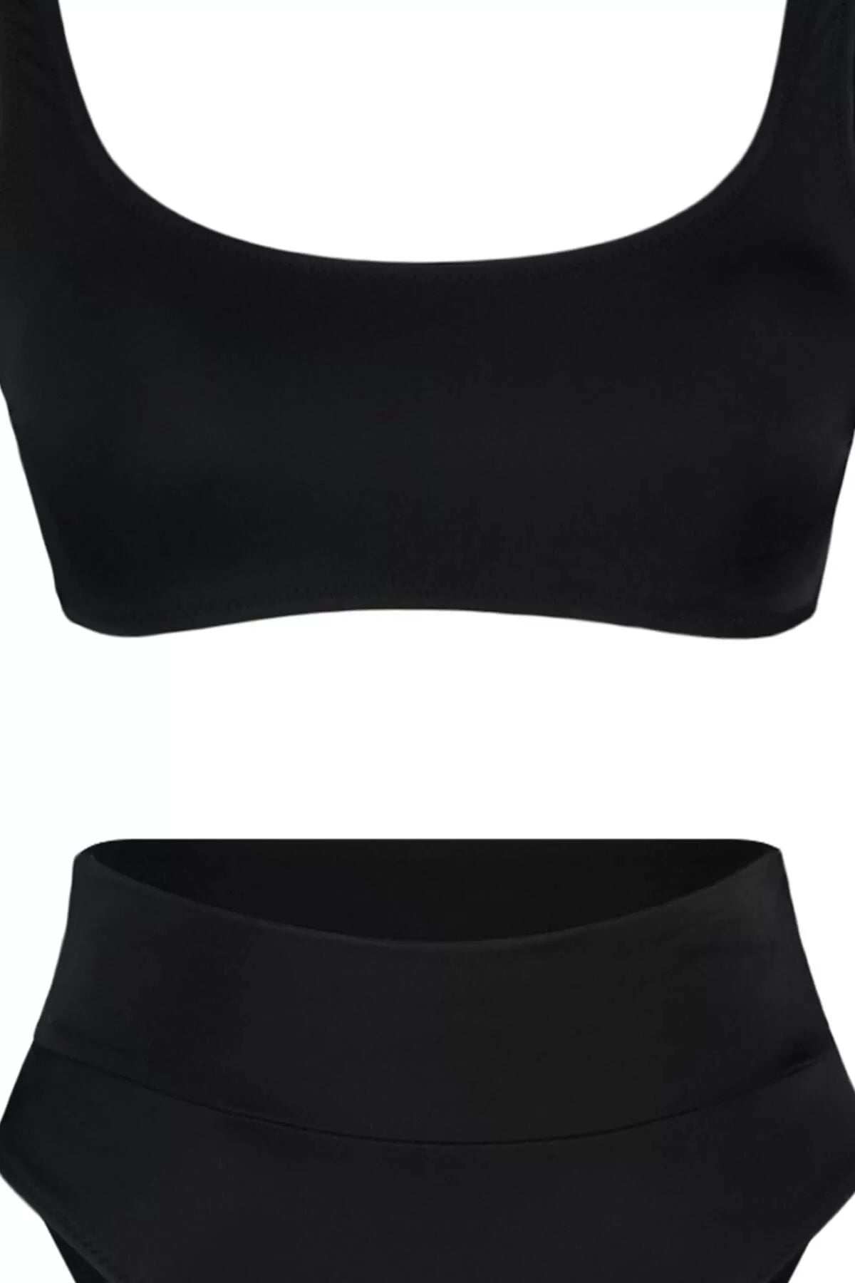 New Textured Bralette High Waist Slip Black Bralet High Waist High Leg Regular Bikini Set