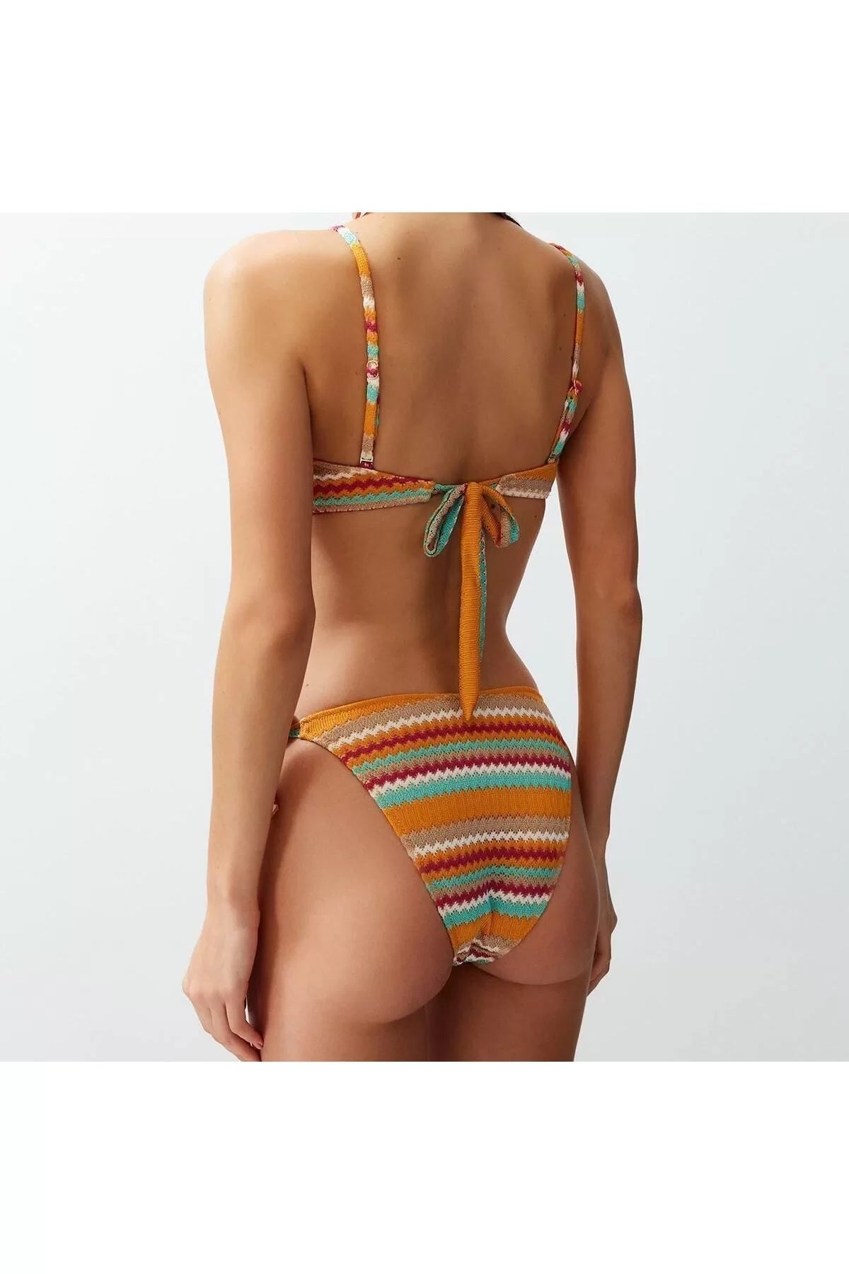 New Geometric Strapless Normal Waist Brief Strapless Accessory Textured Regular Bikini Set