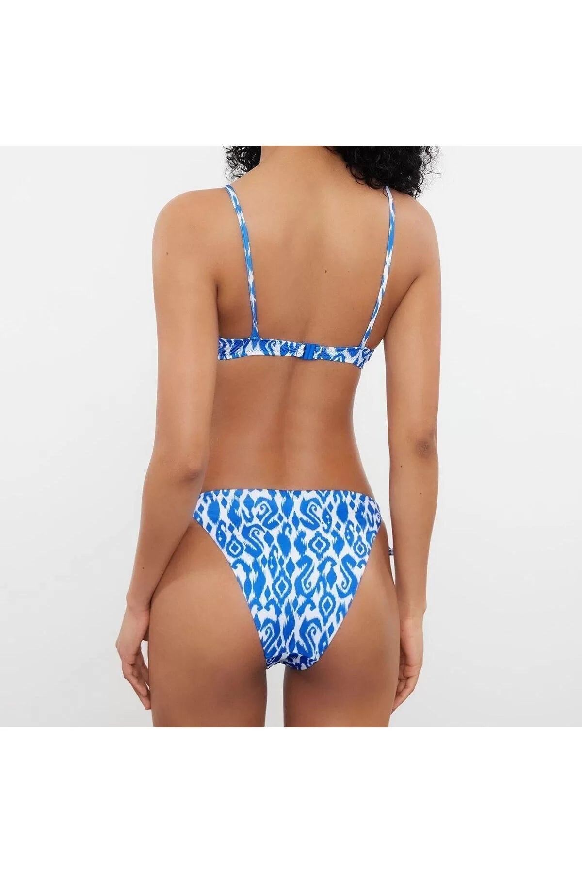 New Floral Balconette Normal Waist Brief Geometric Patterned Balconette Tunnel Regular Bikini Set