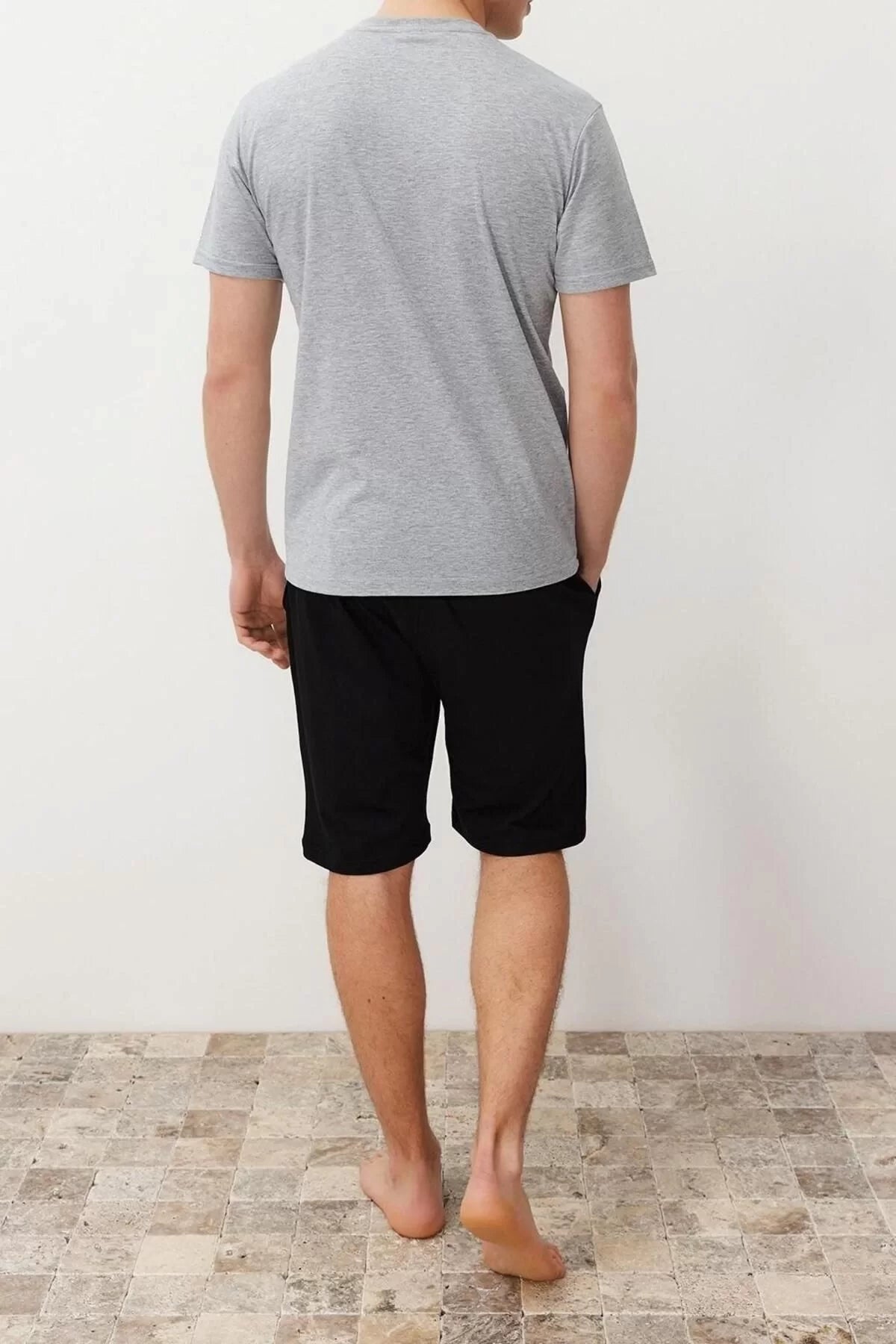 Men's 100% Cotton Boat Neck Short Sleeve Regular Fit Knitted Summer Shorts Pajama Set