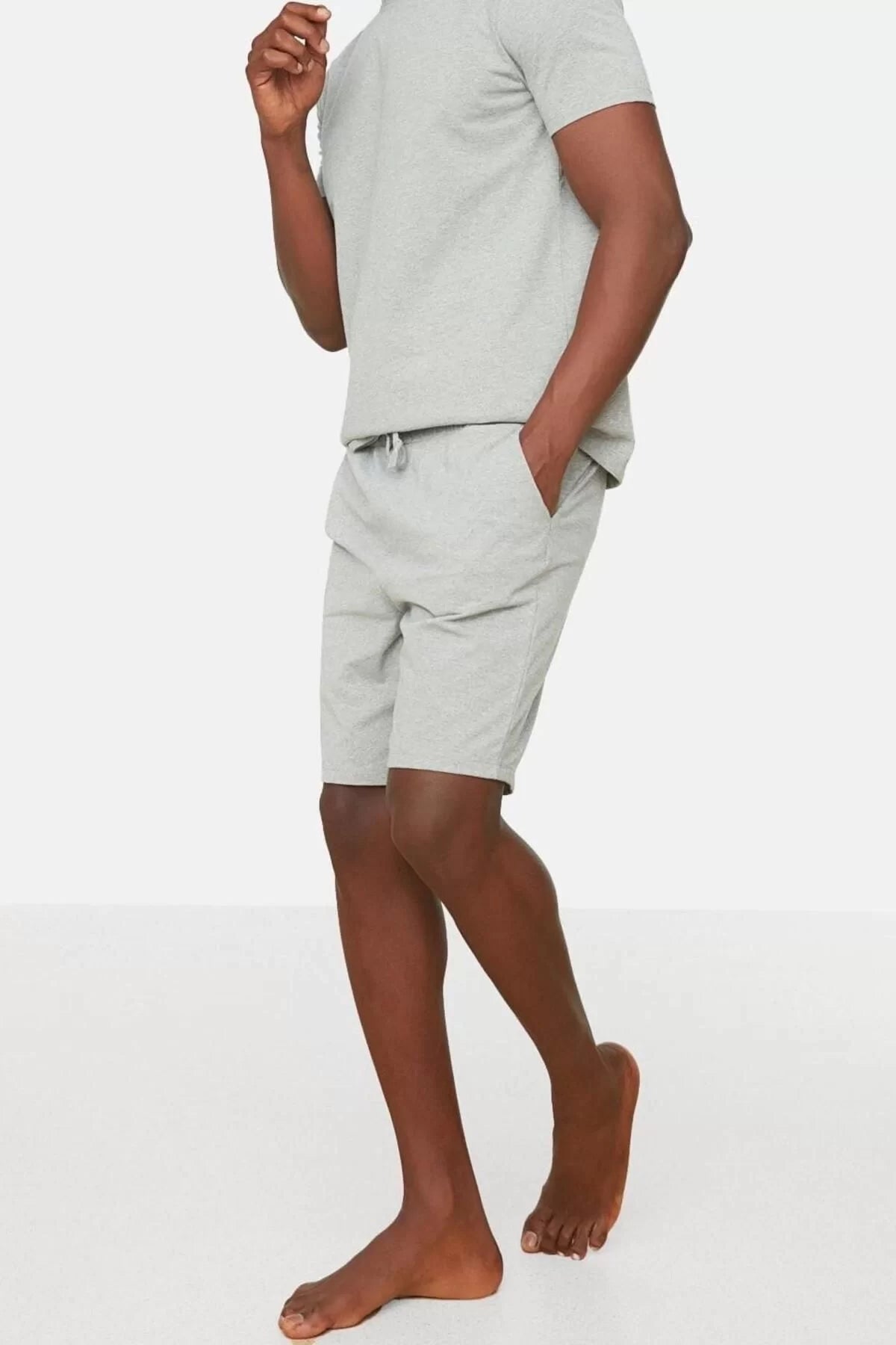 Men's Cotton Polyester Crew Neck Short Sleeve Regular Fit Shorts Pajama Set