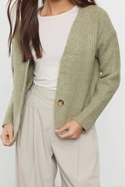 Women Fashion Stylish Regular V Neck Regular Deep Neck Soft Textured Knitwear Cardigan