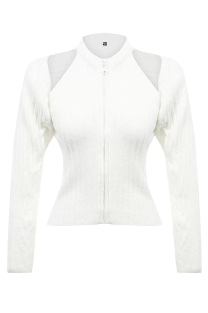 Women Fashion Stylish Regular Crew Neck Slim Soft Textured Bolero Knitwear Cardigan