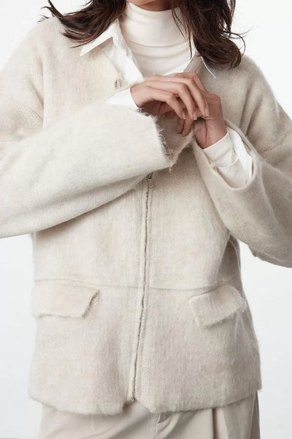 Women Fashion Stylish Regular Crew Neck Regular Soft Texture Coat Knitwear Cardigan