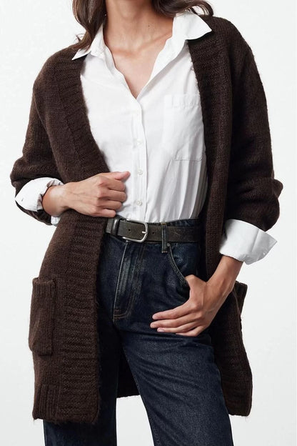 Women's Fashion Stylish Regular V Neck Oversize Wide Pattern Soft Texture Wide Pattern Knitwear Cardigan