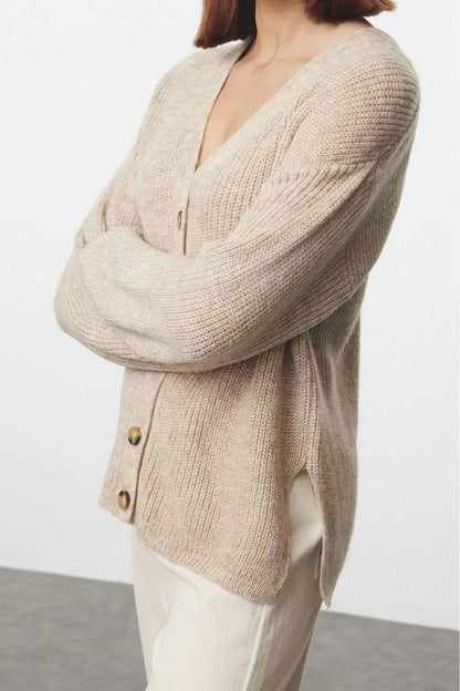 Women Fashion Stylish Regular V Neck Regular Soft Texture Basic Knitwear Cardigan