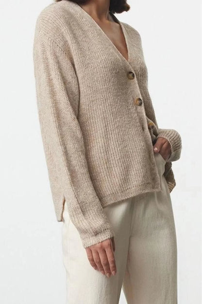 Women Fashion Stylish Regular V Neck Regular Soft Texture Basic Knitwear Cardigan