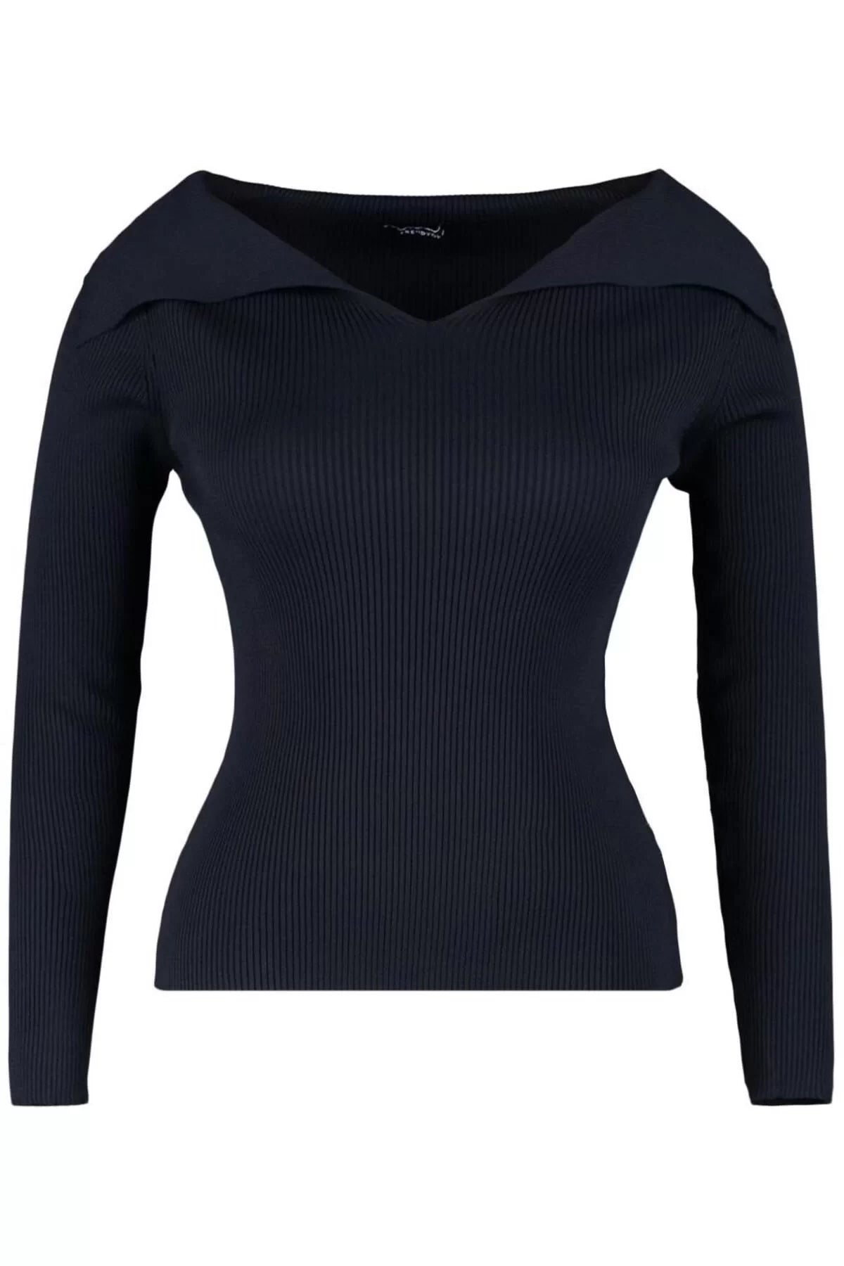 Women's Plus Size Fashion Stylish Regular Boat Neck Long Sleeve Plain Boat Neck Thin Knit Blouse