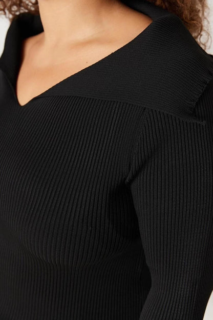 Women's Plus Size Fashion Stylish Regular Boat Neck Long Sleeve Plain Boat Neck Thin Knit Blouse