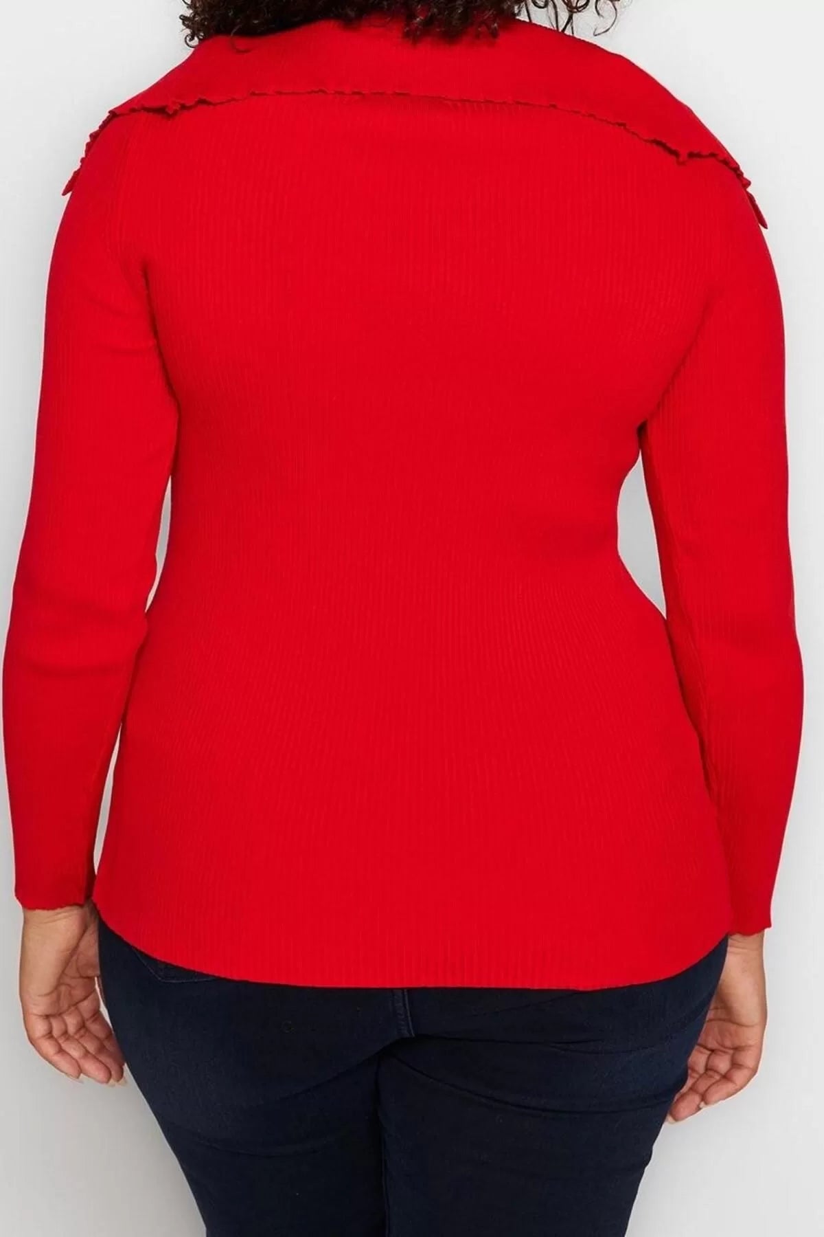 Women's Plus Size Fashion Stylish Regular Boat Neck Long Sleeve Plain Boat Neck Thin Knit Blouse