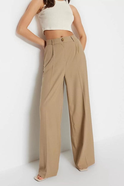 Women's New Fashion Wide Leg Regular Length Woven Iron-Traced Wide Leg Wide Leg Trousers