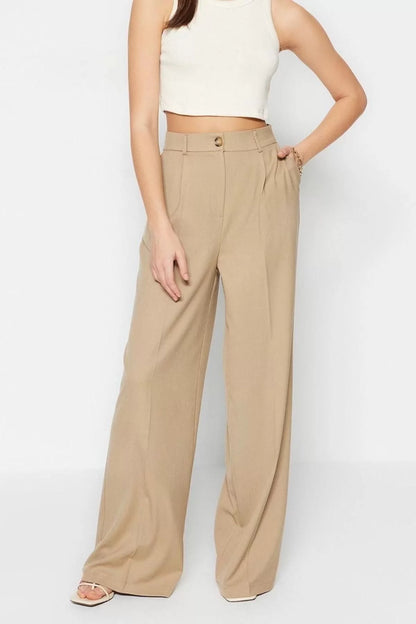 Women's New Fashion Wide Leg Regular Length Woven Iron-Traced Wide Leg Wide Leg Trousers