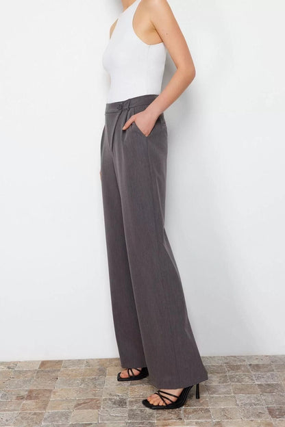 Women's New Fashion Wide Leg Long Length Woven Cross Closure Wide Leg Wide Leg Trousers