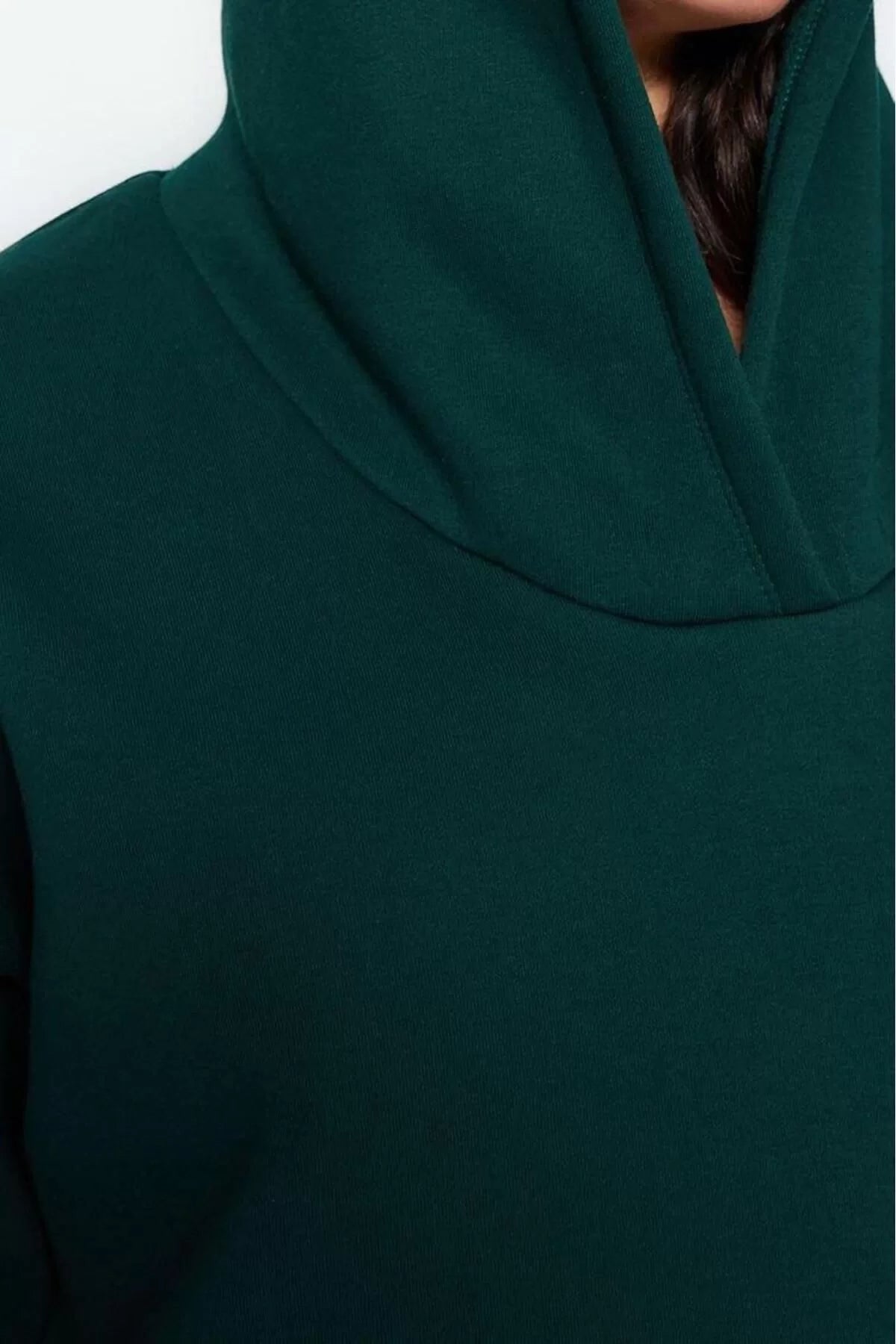 Women's Plus Size Fashion Stylish Oversize Hooded Low Sleeve Regular Thick Fleece Knitted Sweatshirt