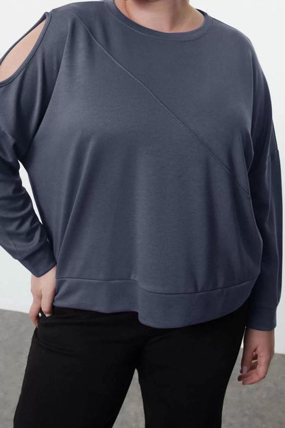 Women's Plus Size Fashion Stylish Regular Crew Neck Standard Sleeve Regular Knitted Sweatshirt