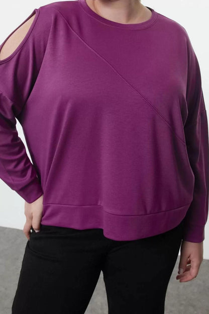 Women's Plus Size Fashion Stylish Regular Crew Neck Standard Sleeve Regular Knitted Sweatshirt