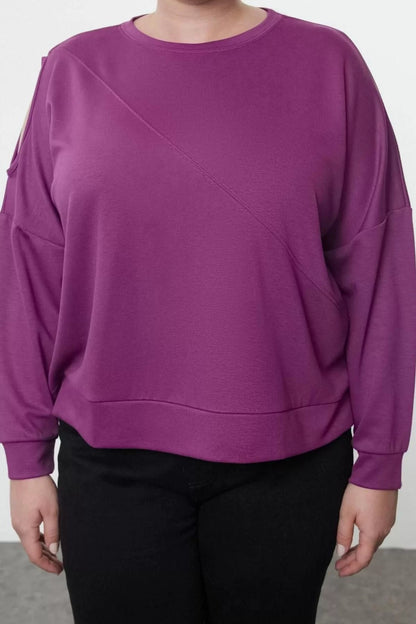 Women's Plus Size Fashion Stylish Regular Crew Neck Standard Sleeve Regular Knitted Sweatshirt