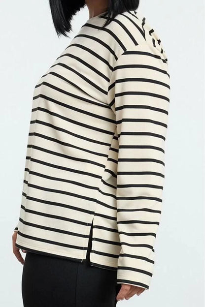 Women's Plus Size Regular Crew Neck Standard Sleeve Regular Striped Regular Pattern Knitted Sweatshirt