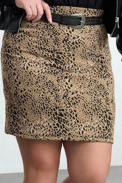 Women Fashion Style Mini Unlined Knitted Plus Size Animal Patterned Knitted Skirt