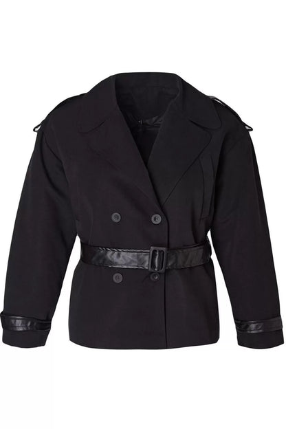 Women Plus Size Fashion Regular Jacket Collar Regular Plain Lined Fit Leather Belt Technical Fabric Trench Coat