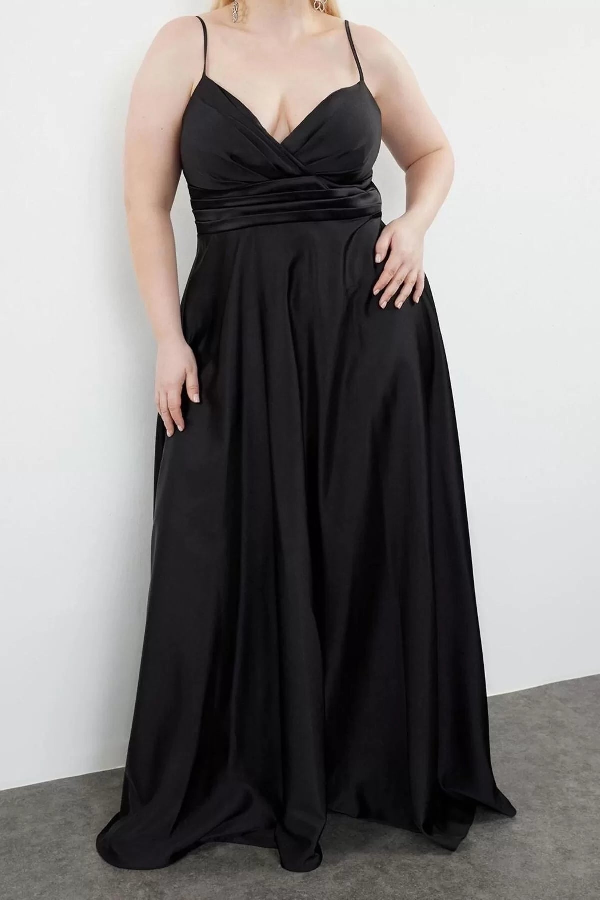 Women Plus Size Maxi Length Fitted Strappy Double Breasted Collar Long Woven Evening Dress Graduation Engagement Dress