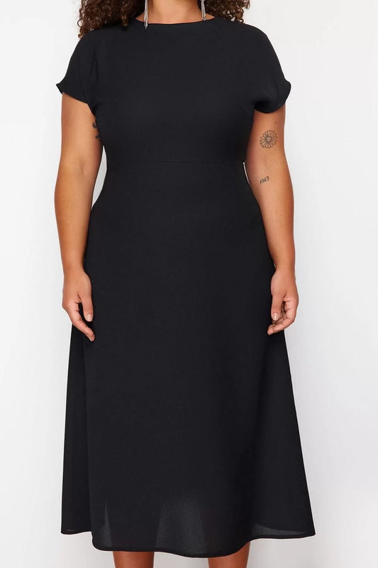 Women's Plus Size Maxi Length Oversize A-Line Long Length Short Sleeve Woven Plus Size Dress