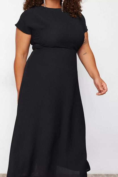 Women's Plus Size Maxi Length Oversize A-Line Long Length Short Sleeve Woven Plus Size Dress