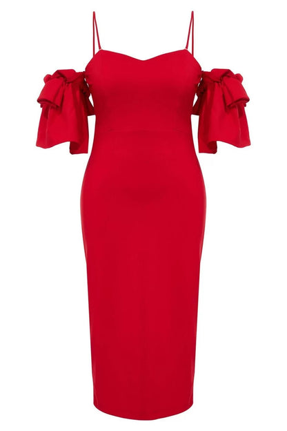 Women's Plus Size Midi Length Fitted Bodycon Woven Lined Evening Dress Graduation Engagement Dress