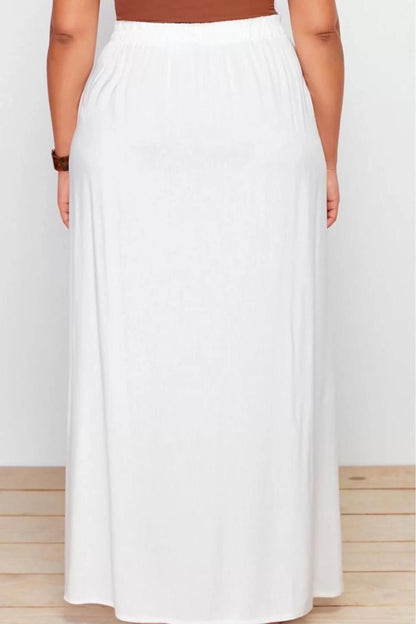 Women Fashion Style Maxi Unlined Woven Plus Size Woven Tassel Slit Detail Beach Wear Skirt