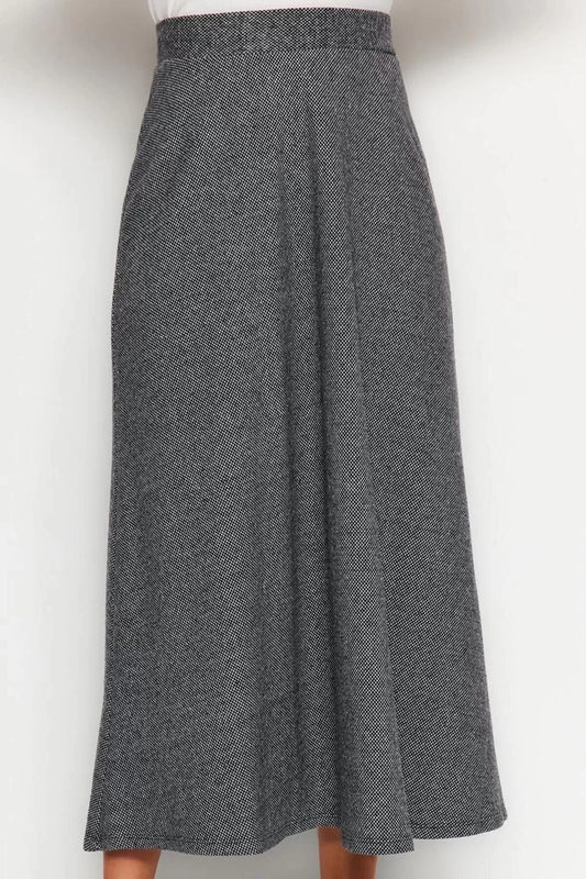 Women Fashion Style Maxi Unlined Knitted Hijab High Waist Button Closure A-Line Knitted Skirt