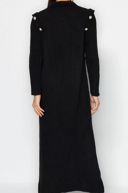 Women Fashion Stylish Hijab Maxi Length Crew Neck Regular Regular Cut Long Knitted Dress