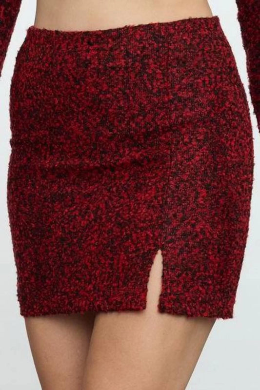 Women Fashion Style Regular Unlined Woven Tweed Fabric Mini Length Woven Skirt