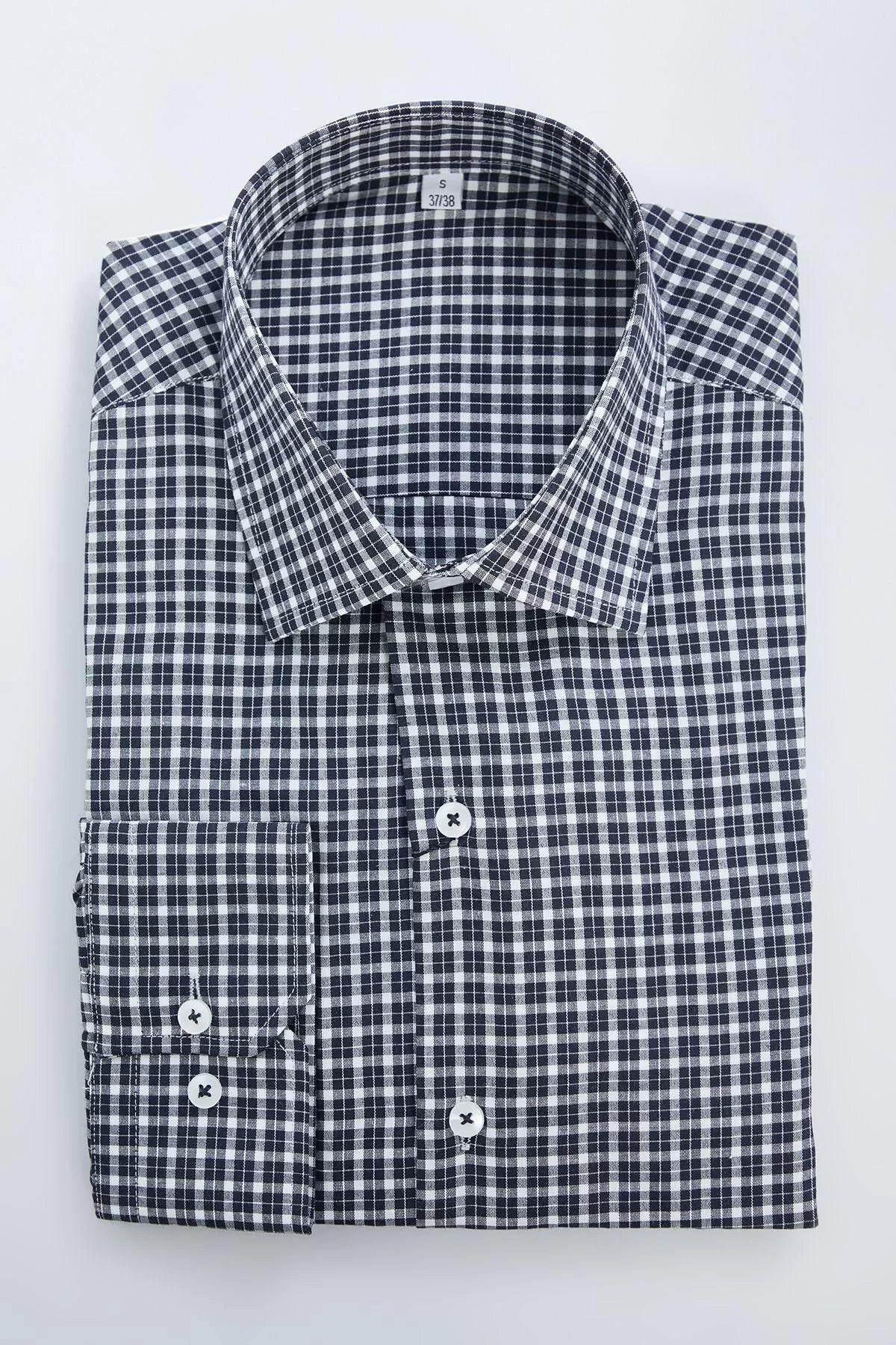 Fashion Shirt Collar Plaid Long Sleeve Regular Fit Easy Ironable Men's Plaid Smart Shirt