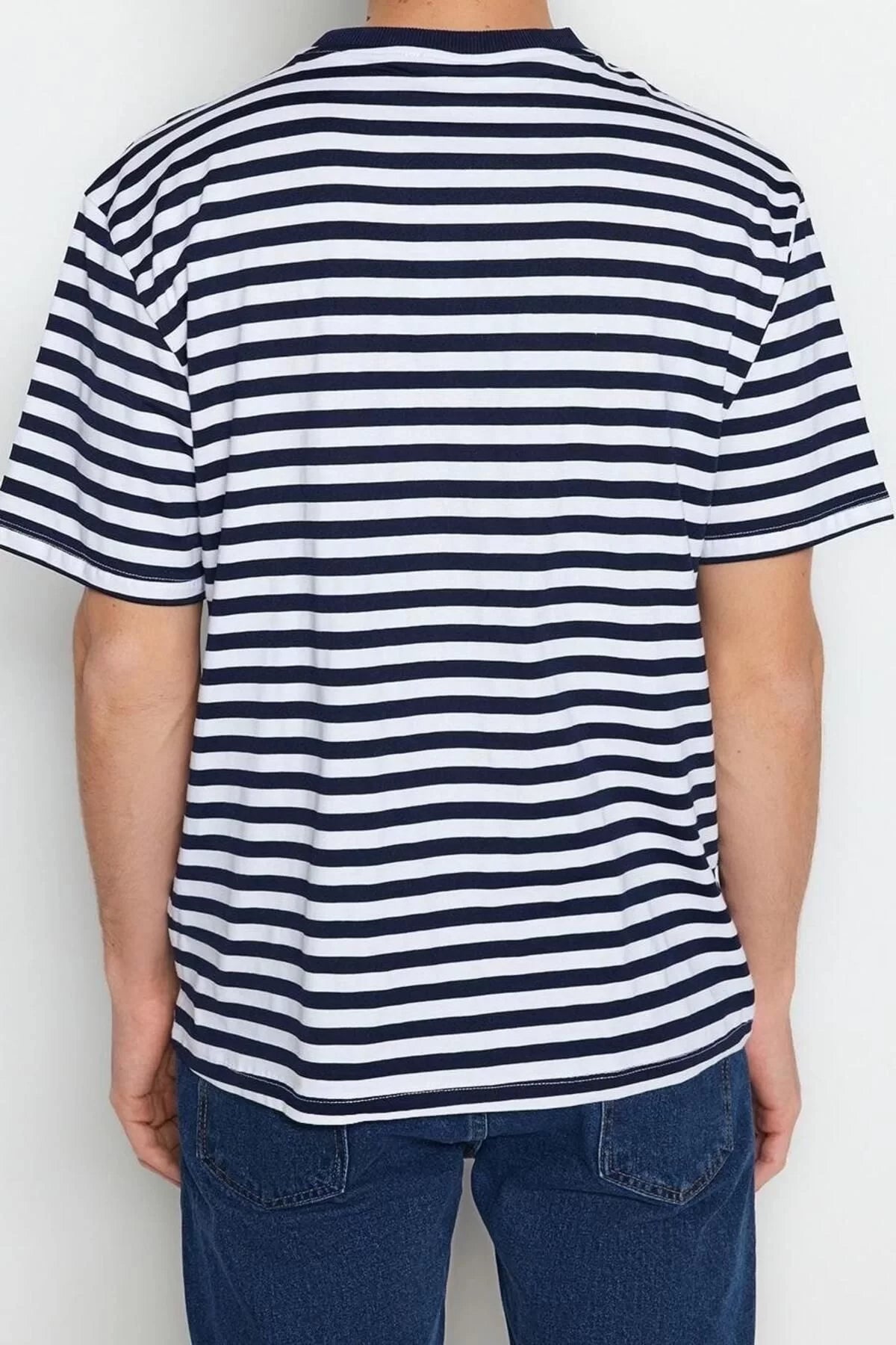 New Season Comfortable Cotton Polyester Crew Neck Short Sleeve Striped Patterned Casual T-Shirt