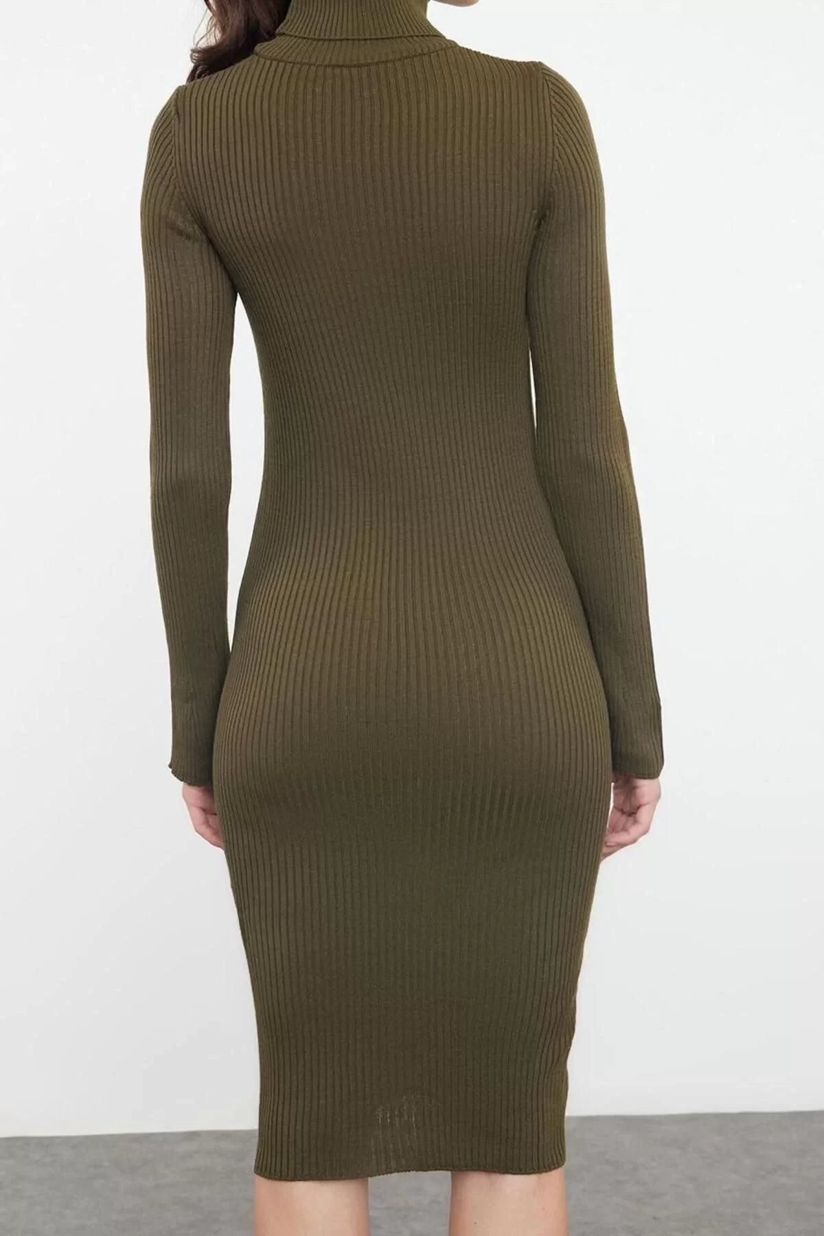 Women Fashion Stylish Mini Length Turtleneck Slim Knitwear Flounce Sleeve Dress