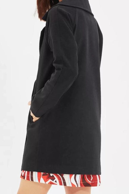 Women Fashion Stylish Regular Jacket Collar Midi Plain Lined Wool Cashmere Coat