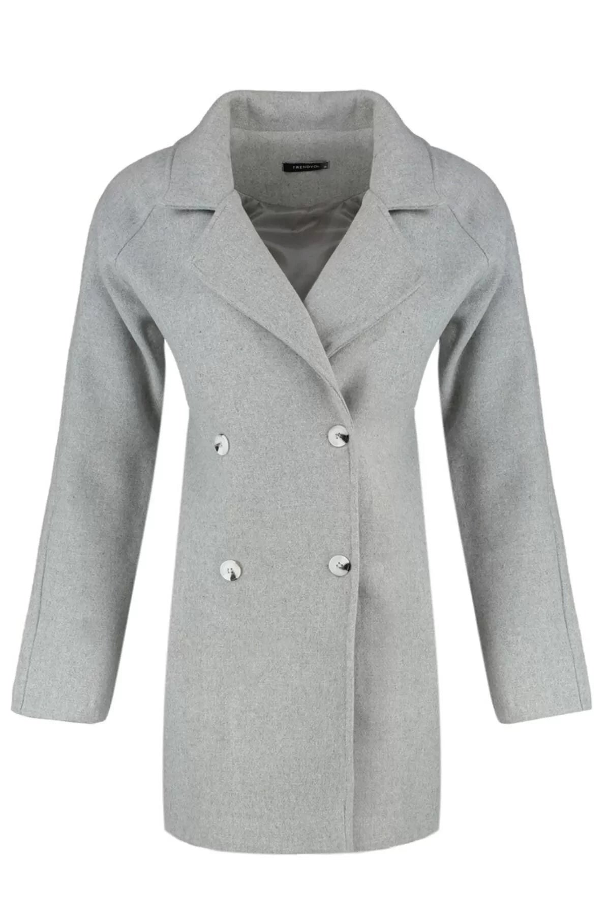 Women Fashion Stylish Regular Jacket Collar Midi Plain Lined Wool Cashmere Coat