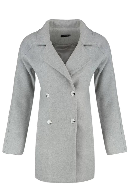 Women Fashion Stylish Regular Jacket Collar Midi Plain Lined Wool Cashmere Coat