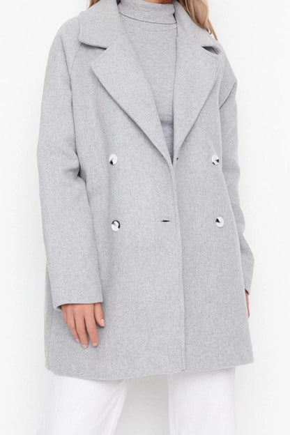 Women Fashion Stylish Regular Jacket Collar Midi Plain Lined Wool Cashmere Coat