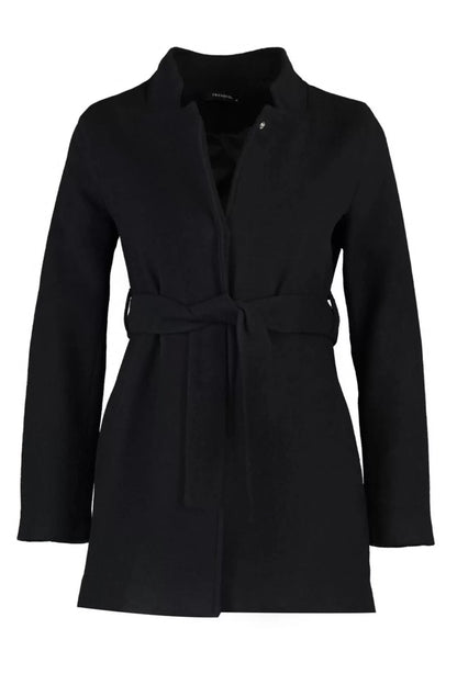 Women Fashion Stylish Regular Stand Collar Midi Plain Lined Belted Wool Short Cashmere Coat