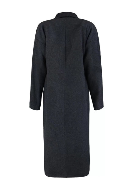 Women Fashion Stylish Oversize Jacket Collar Long Plain Lined Oversize Wide Cut Long Wool Cashmere Coat