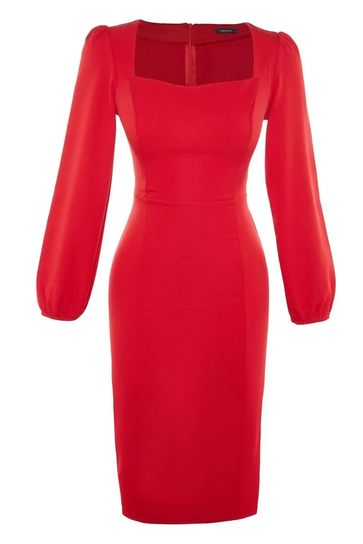 Women Fashion Chic Midi Length Sweetheart Neck Regular Belted Bodycon Woven Dress