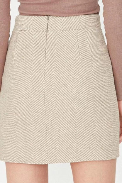 Women Fashion Style Mini Unlined Woven A-line Cashmere Fabric Mini Woven Skirt