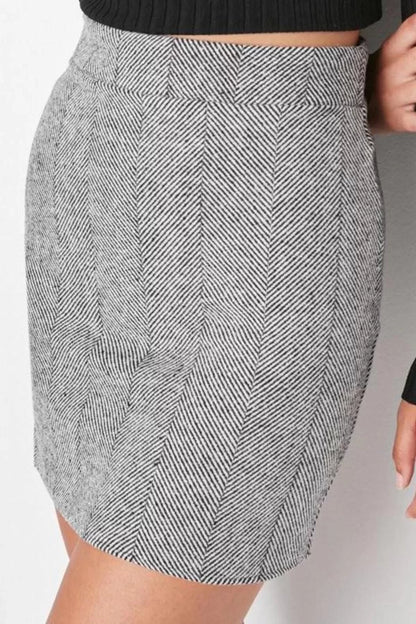 Women Fashion Style Mini Unlined Woven A-line Cashmere Fabric Mini Woven Skirt