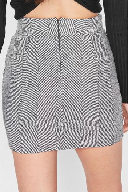 Women Fashion Style Mini Unlined Woven A-line Cashmere Fabric Mini Woven Skirt