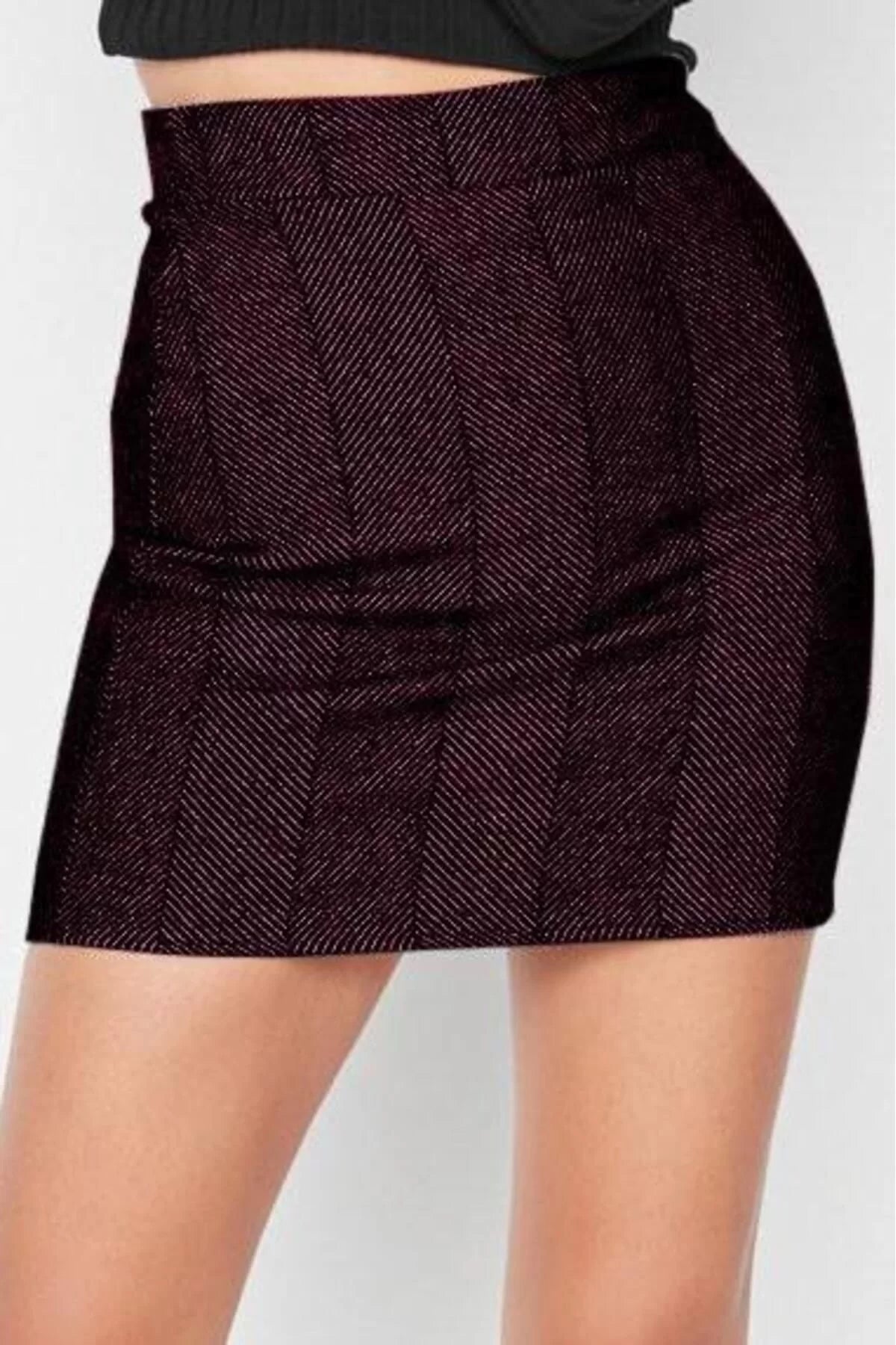 Women Fashion Style Mini Unlined Woven A-line Cashmere Fabric Mini Woven Skirt